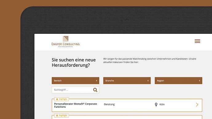 Ansicht der Website von Engfer Consulting aus Köln