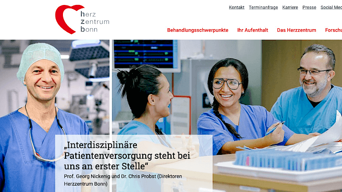 Startseite der Website des Herzzentrums Bonn