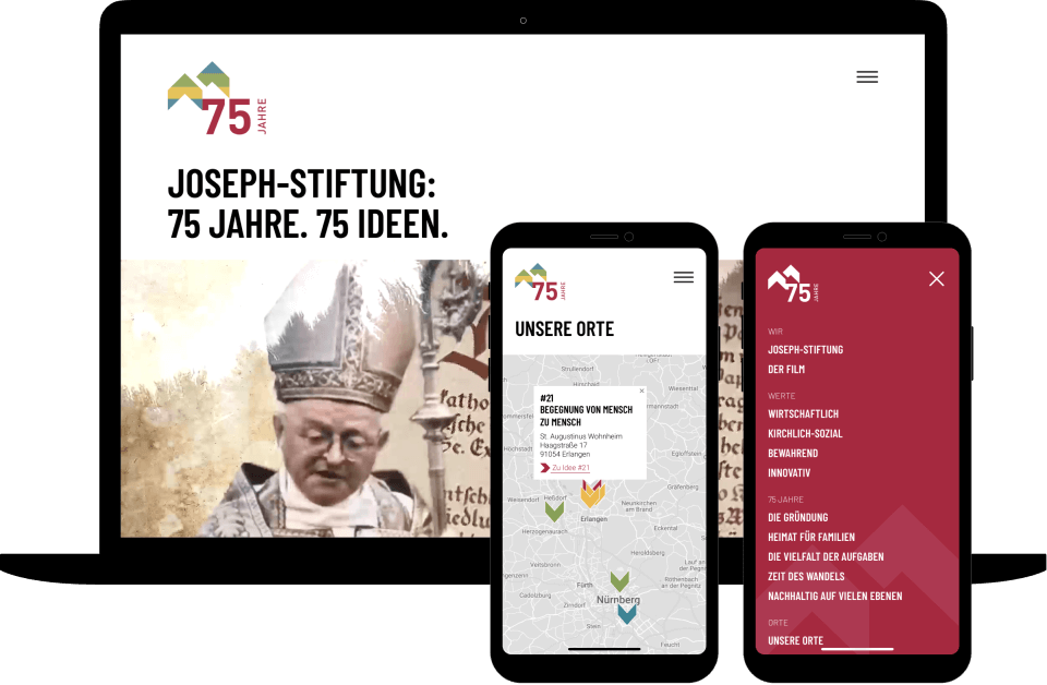 Screenshots von der Website der Joseph-Stiftung